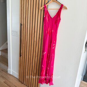 90s Vintage Positive Attitude Hot Pink Romcom Flirty Summer Satin Dress (6)